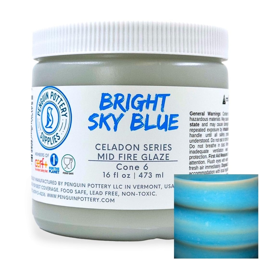 Penguin Pottery - Celadon Series - Bright Sky Blue (Pint | 16 fl.oz | 473 ml)