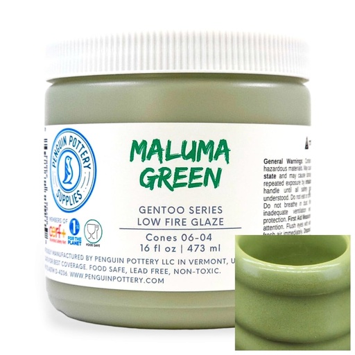[PP-GZ-L-1094] Penguin Pottery - Gentoo Series - Maluma Green (Pint | 16 fl.oz | 473 ml)