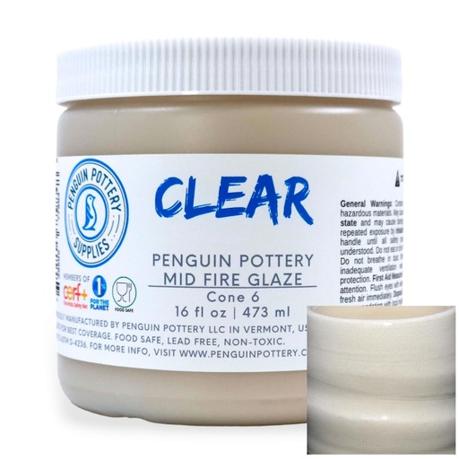 [PP-GZ-MH-CLR] Penguin Pottery - Base Series - Glossy Clear (Pint | 16 fl.oz | 473 ml)