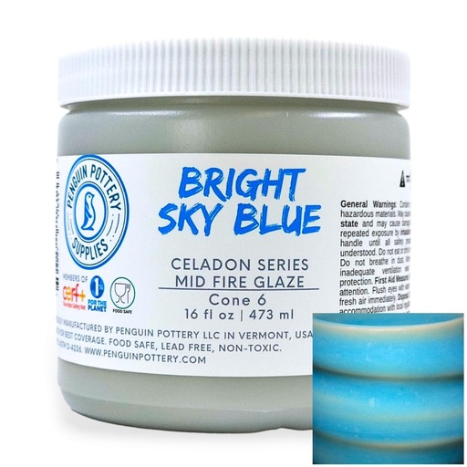 [PP-GZ-MH-268] Penguin Pottery - Celadon Series - Bright Sky Blue (Pint | 16 fl.oz | 473 ml)