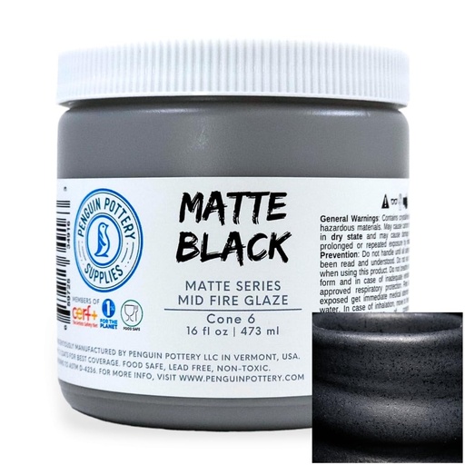[PP-GZ-MH-285] Penguin Pottery - Matte Series - Matte Black (Pint | 16 fl.oz | 473 ml)