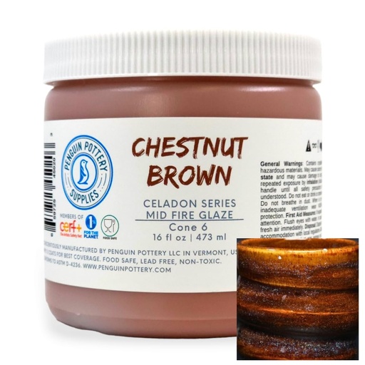 [PP-GZ-MH-277] Penguin Pottery - Celadon Series - Chestnut Brown (Pint | 16 fl.oz | 473 ml)