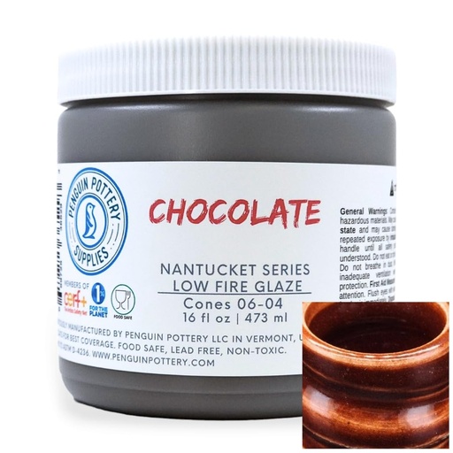 [PP-GZ-L-1010] Penguin Pottery - Nantucket Series - Chocolate (Pint | 16 fl.oz | 473 ml)