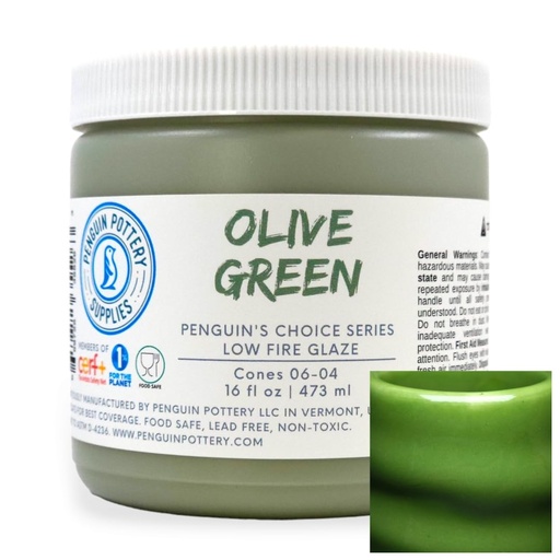 [PP-GZ-L-1060] Penguin Pottery - Penguin's Choice Series - Olive Green (Pint | 16 fl.oz | 473 ml)