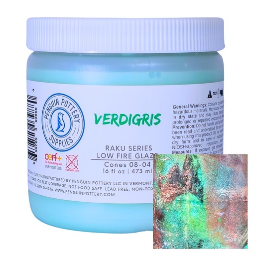 [PP-GZ-RAKU-1503] Penguin Pottery - Raku Series - Verdigris (Pint | 16 fl.oz | 473 ml)