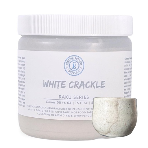 [PP-GZ-RAKU-1504] Penguin Pottery - Raku Series - White Crackle (Pint | 16 fl.oz | 473 ml)