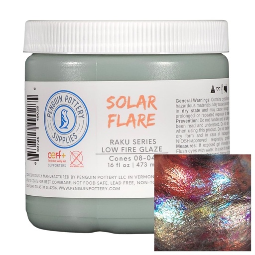 [PP-GZ-RAKU-1506] Penguin Pottery - Raku Series - Solar Flare (Pint | 16 fl.oz | 473 ml)