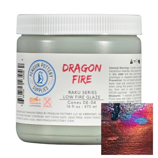 [PP-GZ-RAKU-1510] Penguin Pottery - Raku Series - Dragon Fire (Pint | 16 fl.oz | 473 ml)
