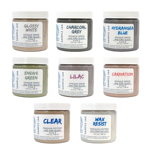 [PP-GZ-MH-SET3] Penguin Pottery - Opaque Series - Glaze Set - Opaque Series (8 x 4 fl.oz jars)