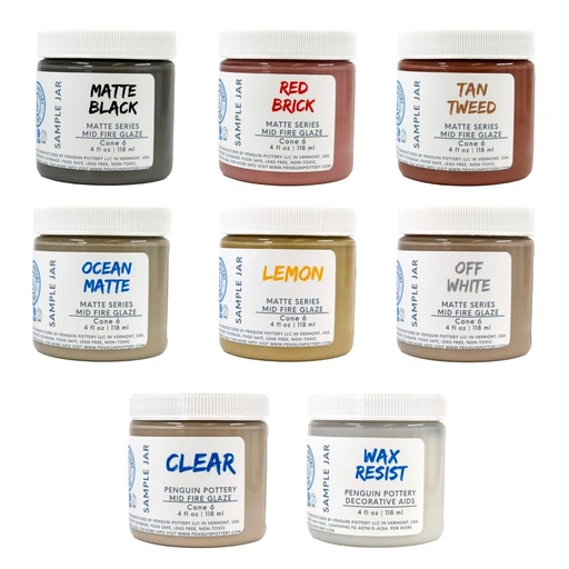 [PP-GZ-MH-SET4] Penguin Pottery - Matte Series - Glaze Set - Matte Series (8 x 4 fl.oz jars)