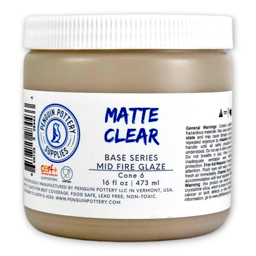 [PP-GZ-MH-CLR-M] Penguin Pottery - Base Series - Matte Clear (Pint | 16 fl.oz | 473 ml)