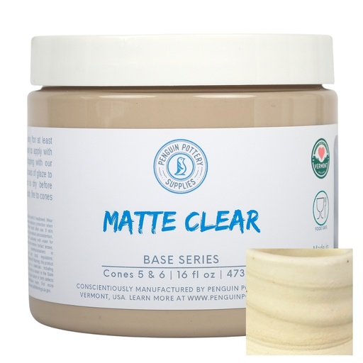 [PP-GZ-MH-CLR-M] Penguin Pottery - Base Series - Matte Clear (Pint | 16 fl.oz | 473 ml)