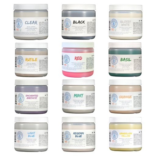 [PP-GZ-L-SCH-SET1] Penguin Pottery - Variety Series - Glaze Set - School Pack #1 (12 x 16 fl oz jars)