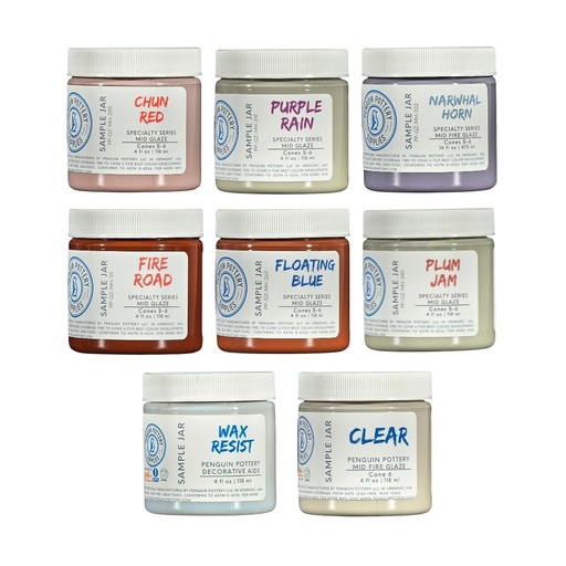 [PP-GZ-MH-SET5] Penguin Pottery - Specialty Series - Glaze Set - Specialty Series #2 (8 x 4 fl.oz jars)