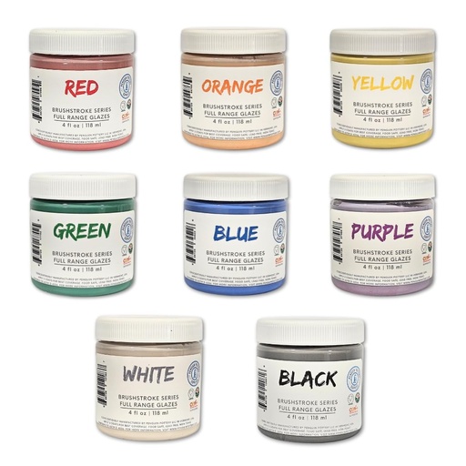 [PP-GZ-BS-SET1] Penguin Pottery - BrushStroke Series - Glaze Set - BrushStroke Series (8 x 4 fl.oz jars)